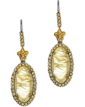Phillip Gavriel Rock Candy 18k & Silver Gemstone Slice Drop Earrings - Metallic