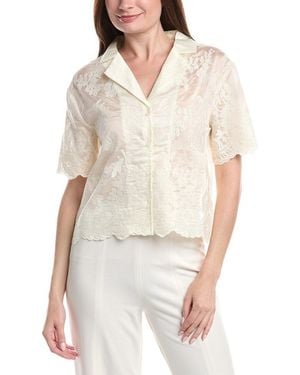 Vince Camuto Relaxed Collat Button Front Blouse - White