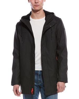 HUNTER Sam Padded Rubberized Waterproof Rain Coat - Black