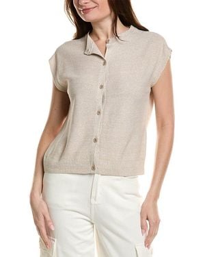 Eileen Fisher Crewneck Linen-Blend Vest - White