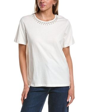 Ichi Runela Embellished Neck T-Shirt - White