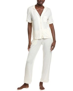 SLEEP RIOT 2Pc Pant & Shirt Sleep Set - White