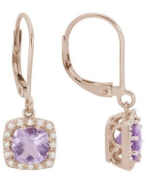 Gemstones 14K Rose 1.97 Ct. Tw. Diamond & Quartz Earrings - Pink