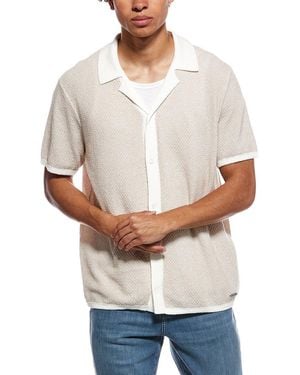 KARL LAGERFELD Texture Knit Camp Shirt - Grey