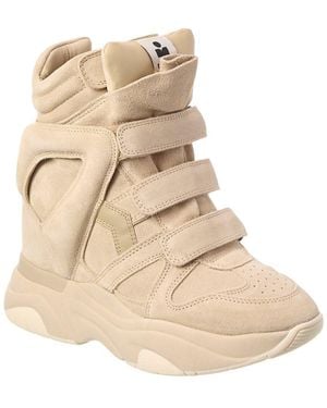Isabel Marant Balskee Suede High-Top Wedge Trainer - Natural