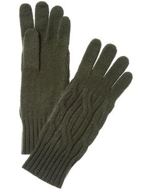 Hannah Rose Wide Cable Cashmere Gloves - Green