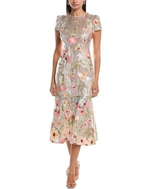 MILLY Tahlia Floral Sequins Embroidery Dress - Grey