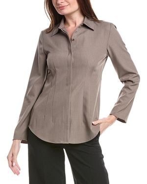 Kenneth Cole Pinstripe Fitted Blouse - Grey