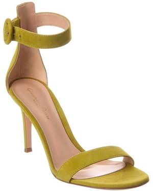 Gianvito Rossi Portofino 85 Suede Sandal - Metallic