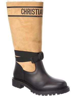 Dior D-Major Suede & Leather Knee-High Boot - Black