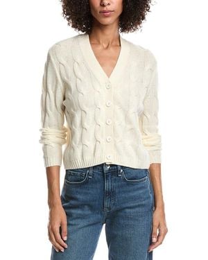 Forte Wool & Cashmere-Blend Cable V-Neck Cardigan - White
