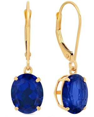 MaxColor 14k 5.60 Ct. Tw. Lab-grown Blue Sapphire Dangle Earrings