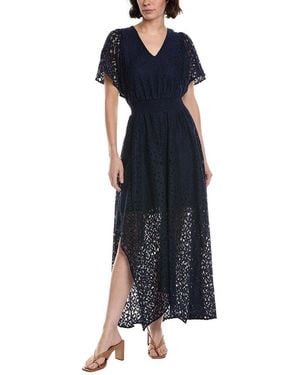 Cece Smocked Waist Flutter Sleeve Maxi Dress - Blue