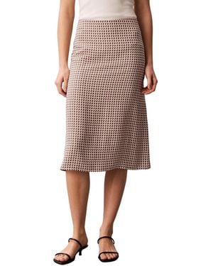 Calvin Klein Crepe Print Midi Skirt - Brown