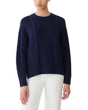 Lafayette 148 New York Mixed Stitch Crewneck Jumper - Blue