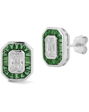 Glaze Jewelry Cz Emerald Baguette Earrings - Green