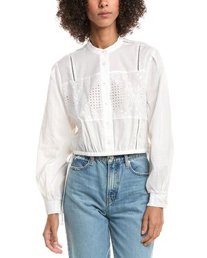 10 Crosby Derek Lam Malory Garden Tile Eyelet Blouse - White