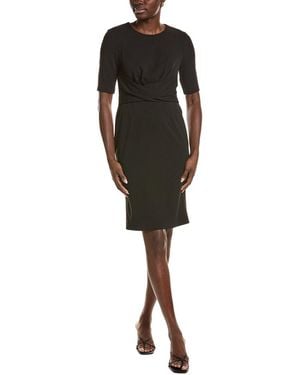 Anne Klein Wrapped Overlay Bodice Sheath Dress - Black