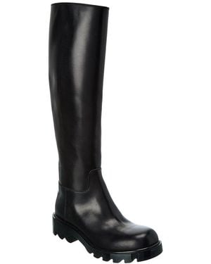 Bottega Veneta Strut Round-Toe Leather Boot - Black