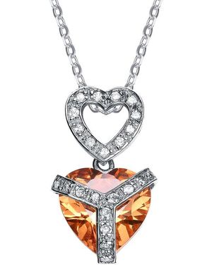 Genevive Jewelry Silver Cz Pendant - White