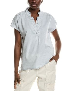 XCVI Wearables Idra Ruffle Linen-Blend Top - White
