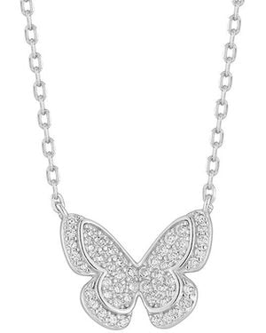 Glaze Jewelry Cz Pave Butterfly Necklace - White