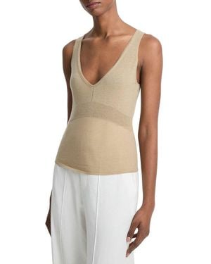 Vince Wool-Blend Ribbed V-Neck Tank - White
