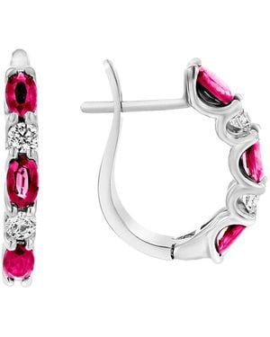 Diana M. Jewels Fine Jewellery 14k 2.00 Ct. Tw. Diamond & Ruby Hoops - Pink