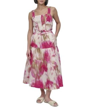 DKNY Straight Neck Midi Dress - Pink