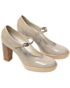 Tod's Buckle-Strap Leather Pump - Natural
