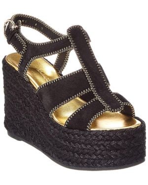 Ferragamo Renee Suede Wedge Sandal - Black
