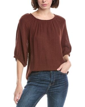 Michael Stars Jane Puff Sleeve Top - Red