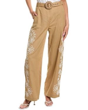 Hemant & Nandita Belted Linen-Blend Straight Pant - Natural