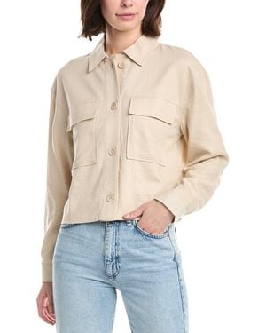 NVLT Double Pocket Linen-Blend Shacket - Blue