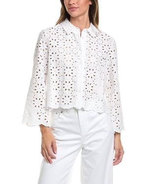 Brooks Brothers Eyelet Crop Blouse - White