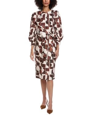 Badgley Mischka Belted Midi Dress - White
