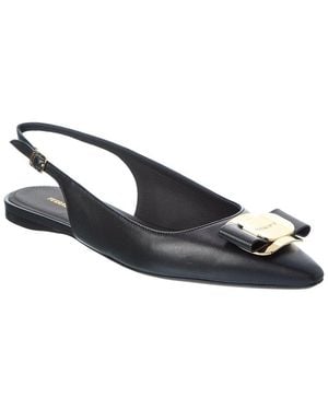 Ferragamo Zelmy Leather Slingback Flat - Blue