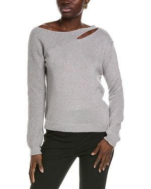 Vince Camuto One Side Shoulder Cutout Jumper - Grey