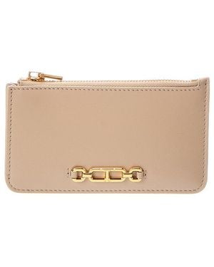 Tom Ford Palmellato Leather Zip Card Holder - Natural
