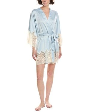 Flora Nikrooz Charmeuse Kimono With Lace - Blue