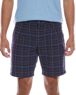 Tommy Bahama Midnight Check Single Pleat Linen-Blend Short - Blue