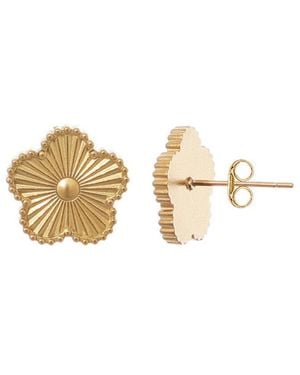 Adornia 14K Plated Stainless Steel Tarnish-Resistant 5-Leaf Clover Stud Earrings - White