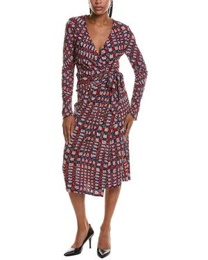 Diane von Furstenberg Paisley Long Sleeve Wrap Dress - Red