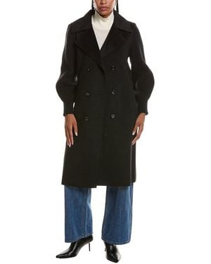 Ellen Tracy Mixed Media Double-Face Coat - Black