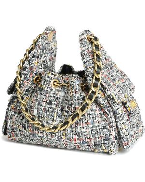 Tiffany & Fred Paris Tweed & Leather Shoulder Bag - Black