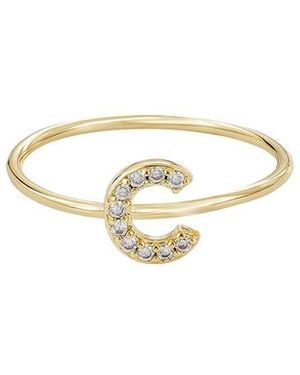 Adornia 14K Plated Cz Initial Ring - Metallic