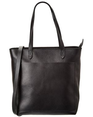 Madewell The Zip-Top Medium Transport Leather Tote - Black