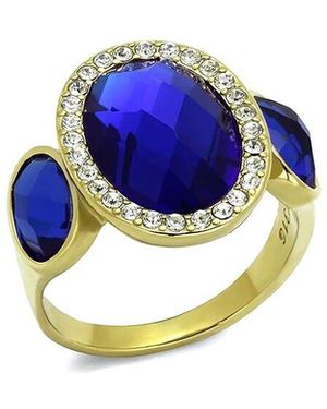 Alamode Jewelry Plated Stainless Steel Ring - Blue