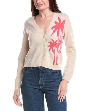 Isla Leah Palm Tree Cashmere Cardigan - Red