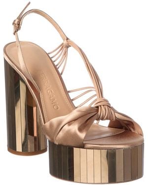 Ferragamo Mirrored Leather Sandal - Brown